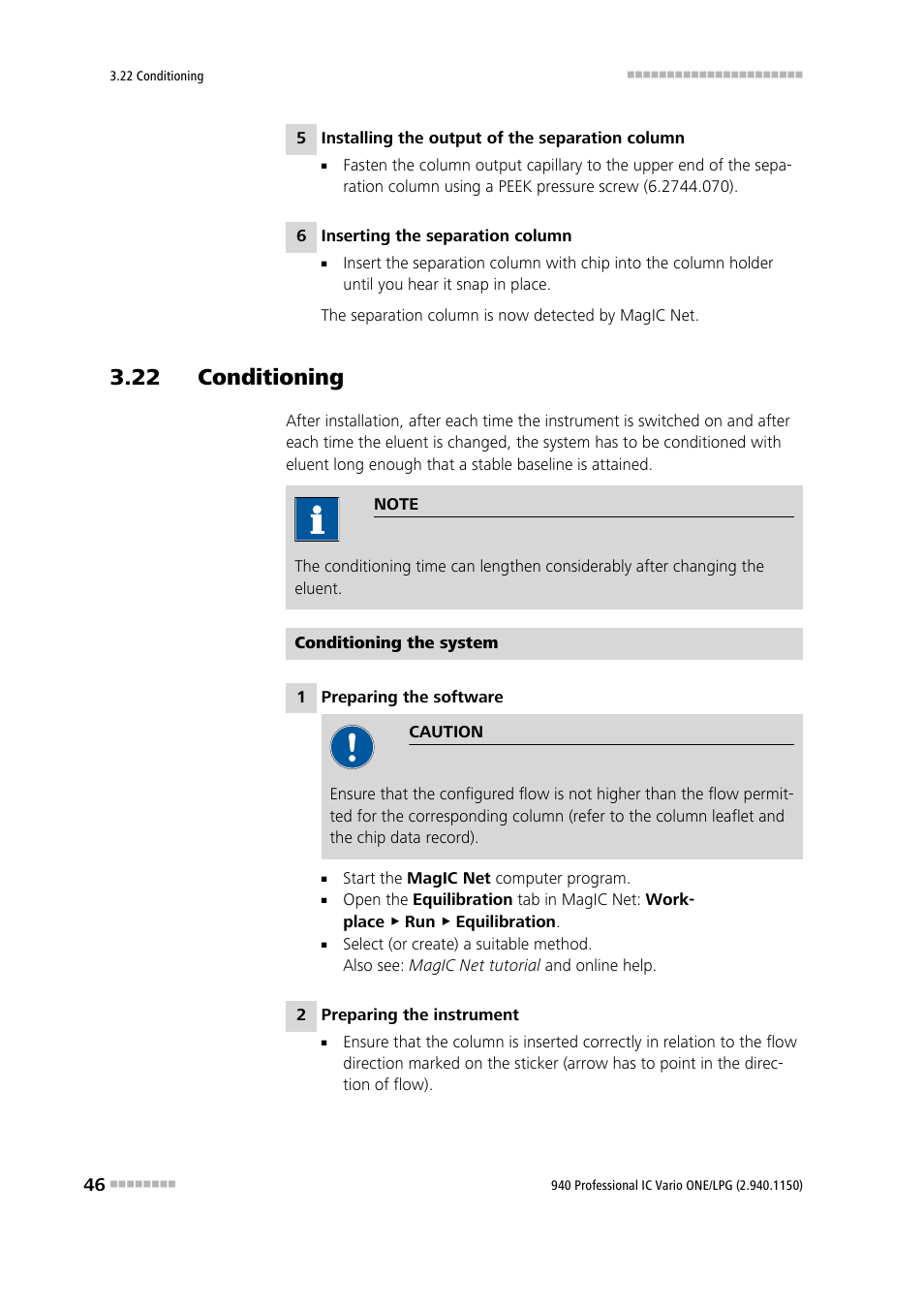 22 conditioning | Metrohm 940 Professional IC Vario ONE/LPG User Manual | Page 54 / 98