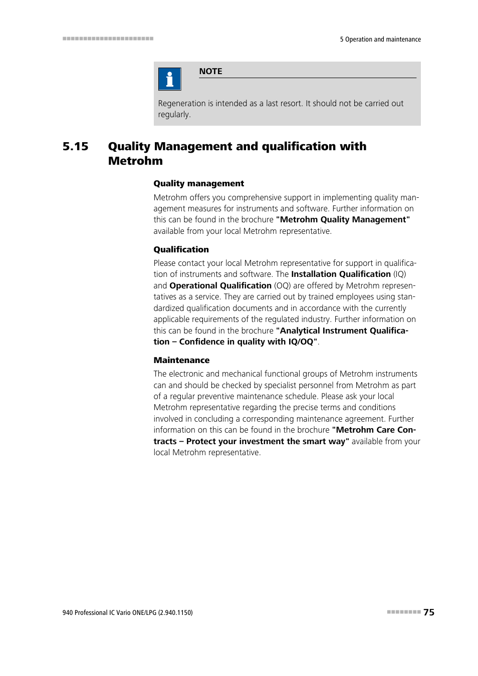 15 quality management and qualification with, Metrohm | Metrohm 940 Professional IC Vario ONE/LPG User Manual | Page 83 / 98