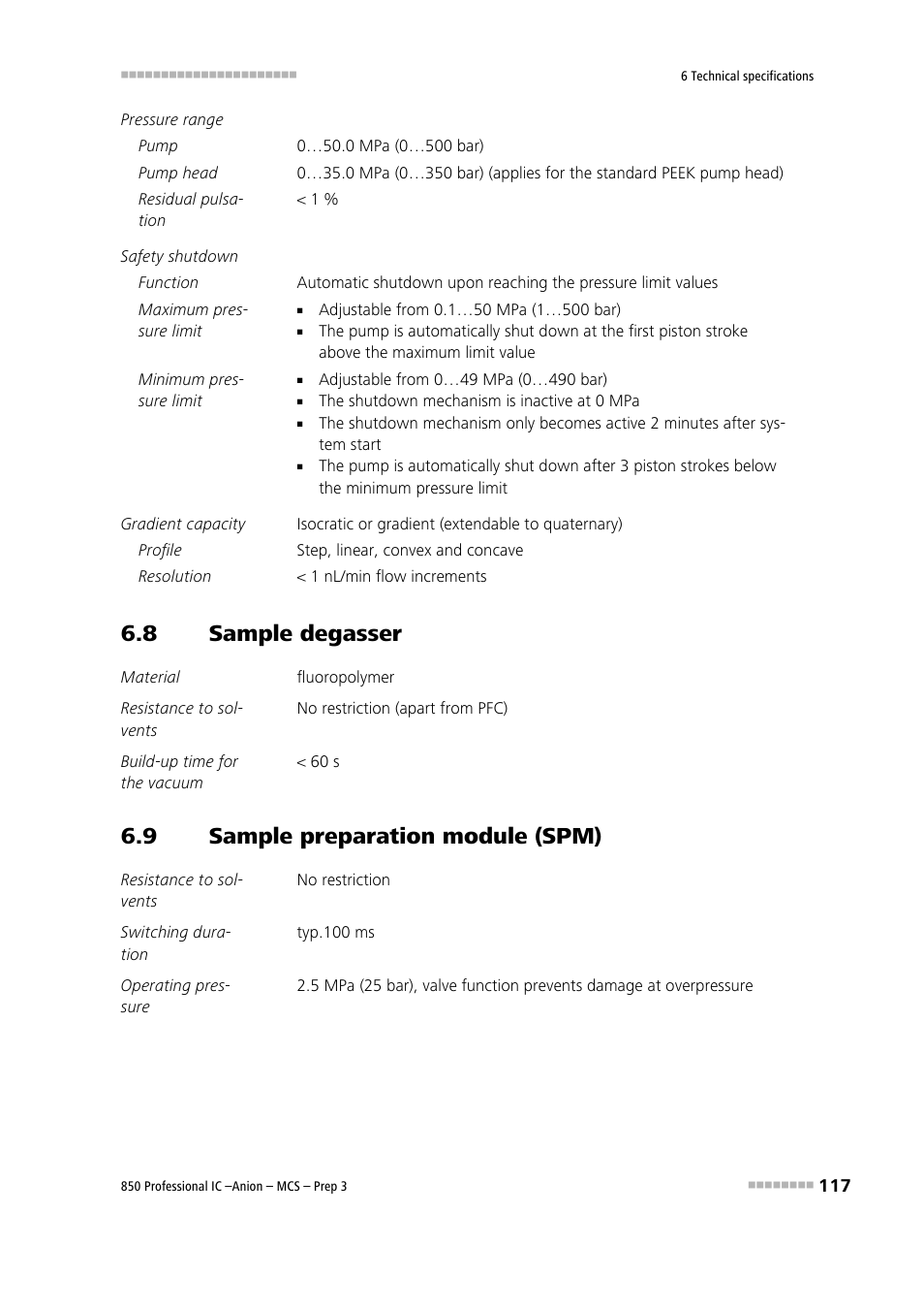 8 sample degasser, 9 sample preparation module (spm), Sample degasser | Sample preparation module (spm) | Metrohm 850 Professional IC Anion MCS Prep 3 User Manual | Page 127 / 154