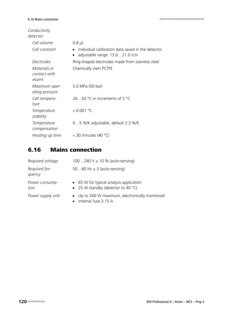 16 mains connection | Metrohm 850 Professional IC Anion MCS Prep 3 User Manual | Page 130 / 154