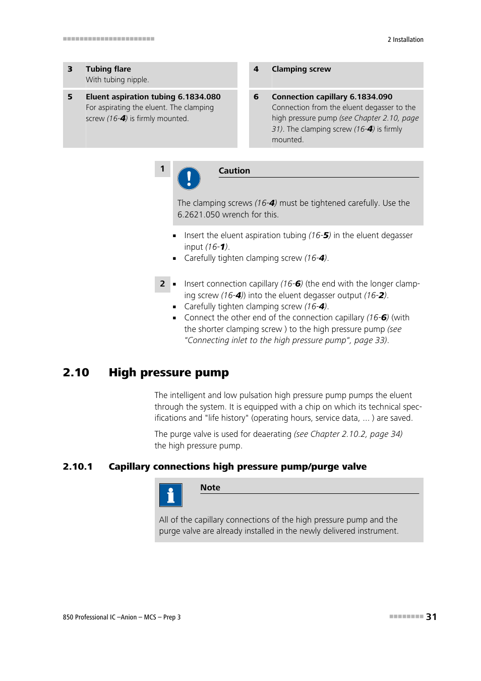 10 high pressure pump, See chapter 2.10, See chapter 2.10.1 | Metrohm 850 Professional IC Anion MCS Prep 3 User Manual | Page 41 / 154