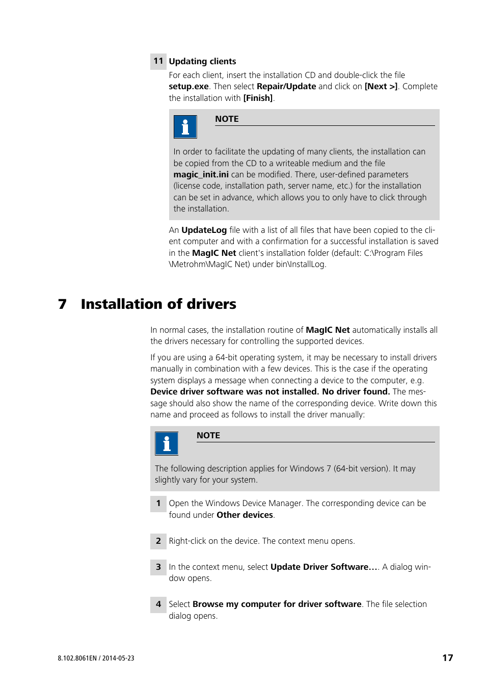 7 installation of drivers | Metrohm MagIC Net 3.1 User Manual | Page 17 / 20