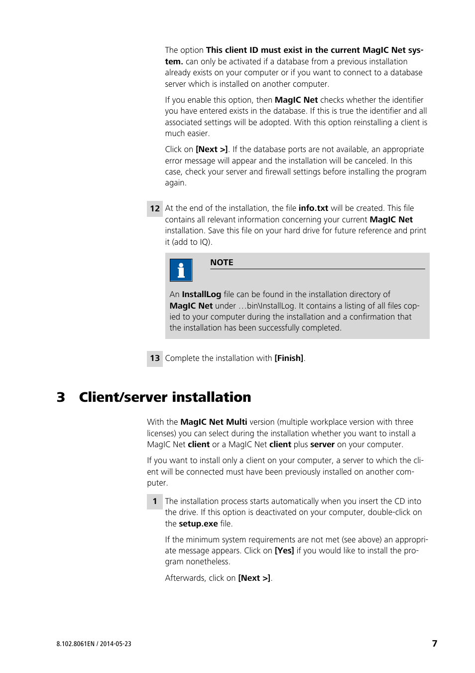 3 client/server installation | Metrohm MagIC Net 3.1 User Manual | Page 7 / 20