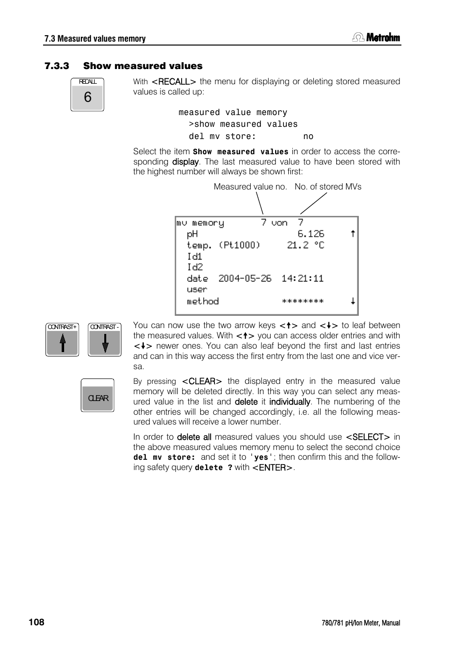 3 show measured values, Show measured values | Metrohm 781 pH/Ion Meter User Manual | Page 118 / 177