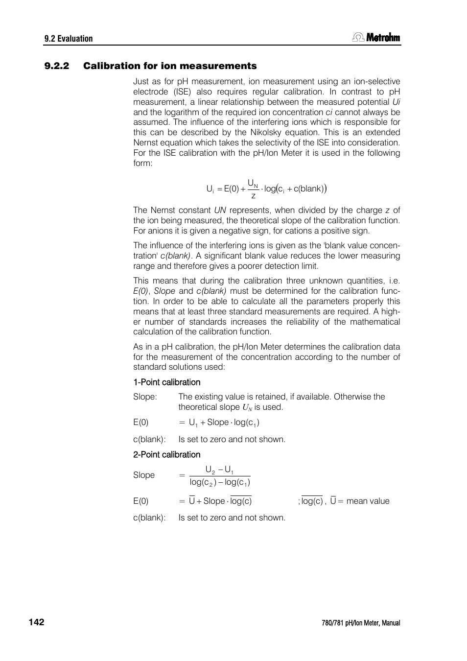 2 calibration for ion measurements, Calibration for ion measurements | Metrohm 781 pH/Ion Meter User Manual | Page 152 / 177