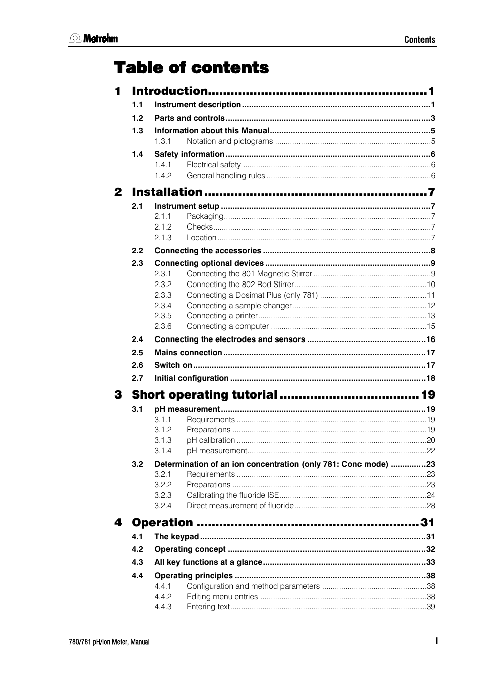 Metrohm 781 pH/Ion Meter User Manual | Page 5 / 177