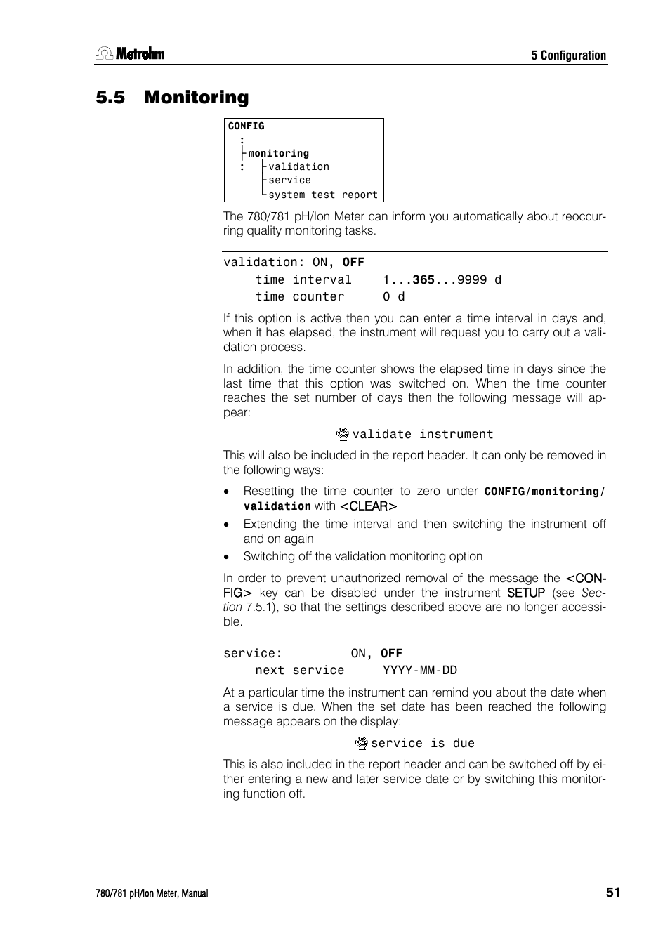 5 monitoring, Monitoring | Metrohm 781 pH/Ion Meter User Manual | Page 61 / 177