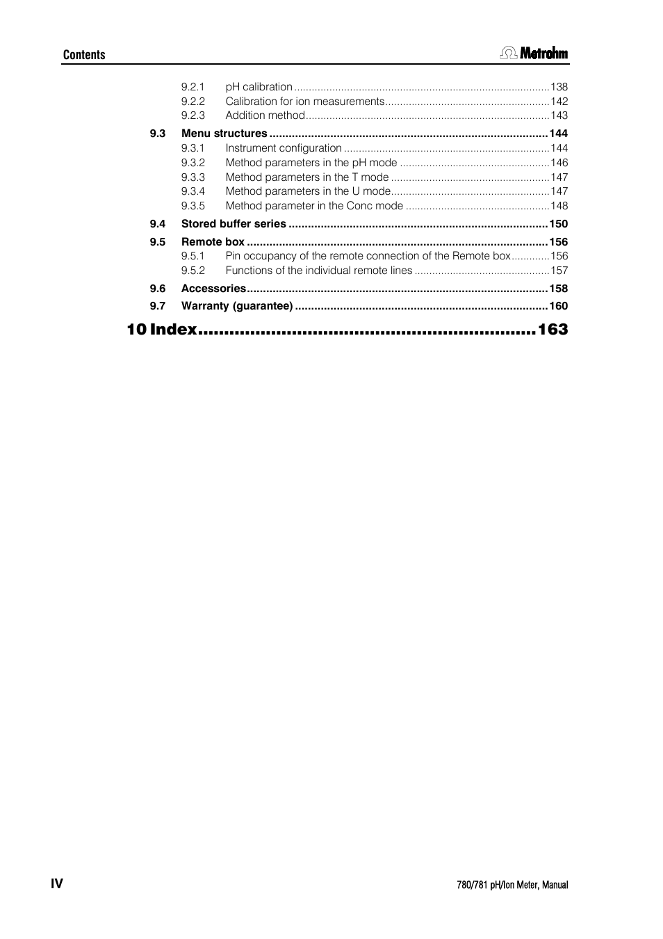 Index | Metrohm 781 pH/Ion Meter User Manual | Page 8 / 177