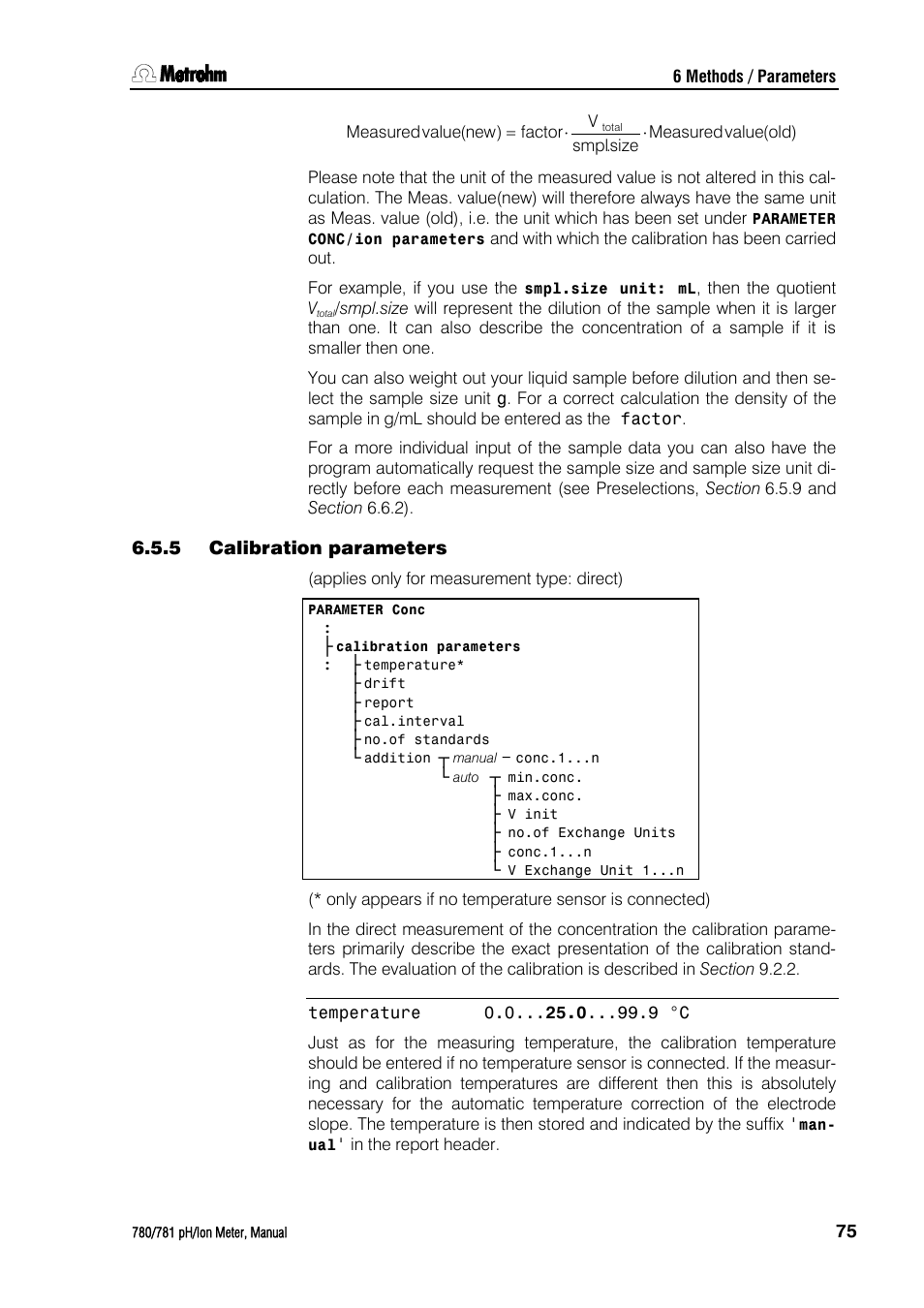 5 calibration parameters, Calibration parameters | Metrohm 781 pH/Ion Meter User Manual | Page 85 / 177