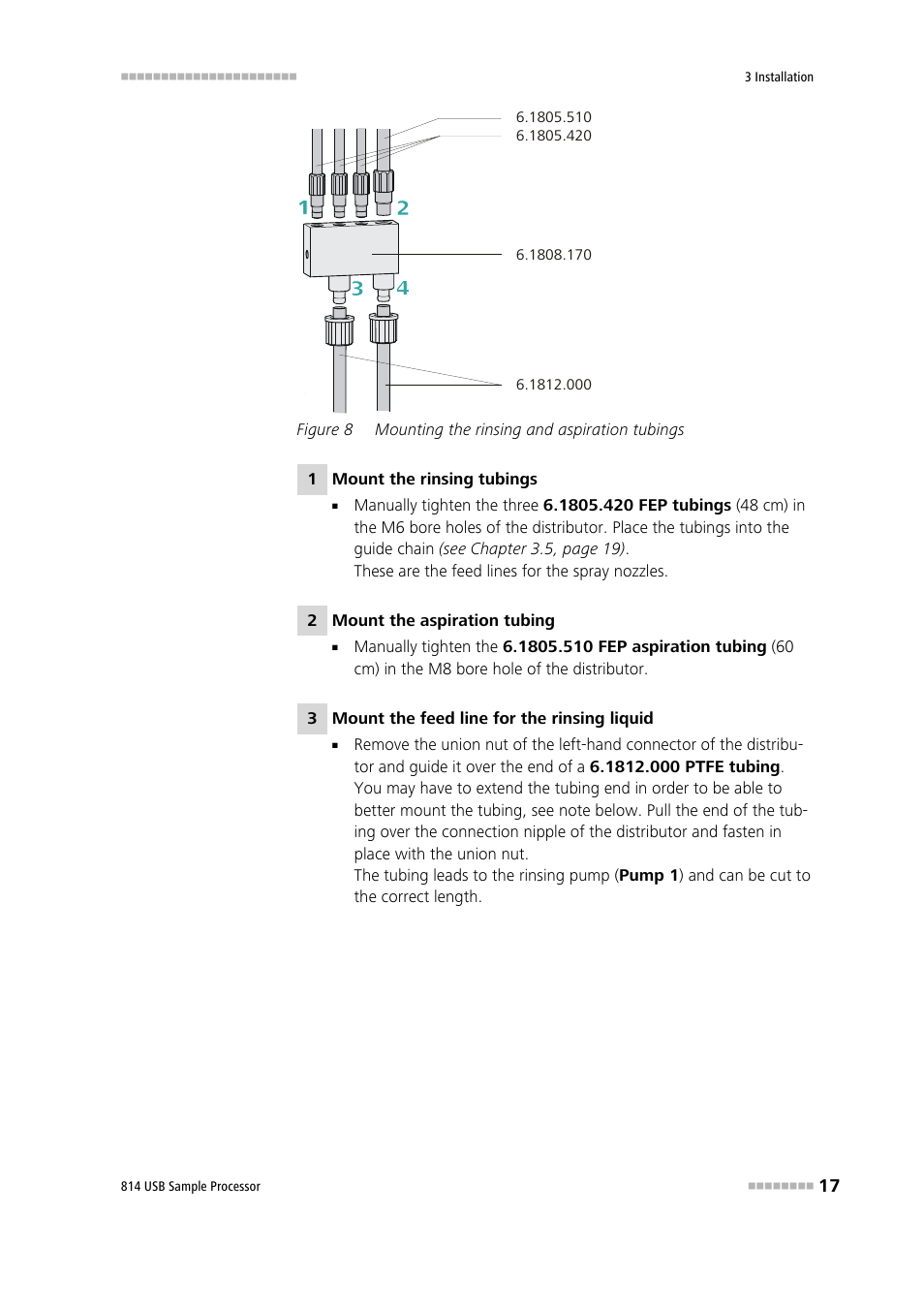 Figure 8, Mounting the rinsing and aspiration tubings | Metrohm 814 USB Sample Processor User Manual | Page 25 / 90