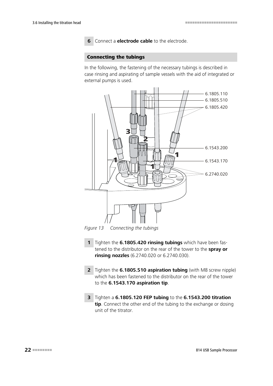 Figure 13, Connecting the tubings | Metrohm 814 USB Sample Processor User Manual | Page 30 / 90