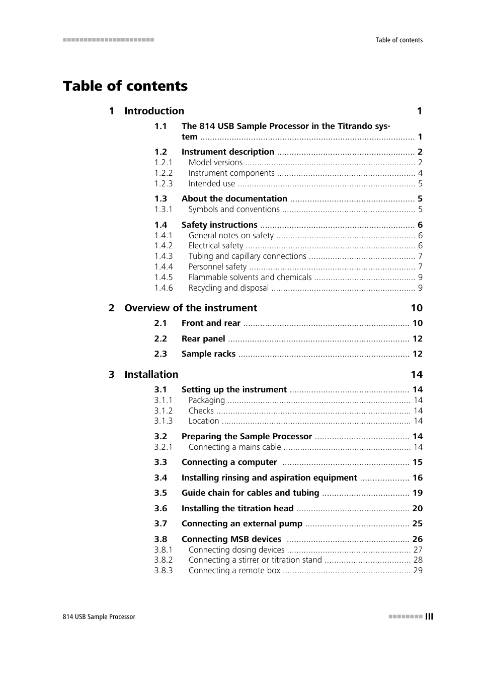 Metrohm 814 USB Sample Processor User Manual | Page 5 / 90