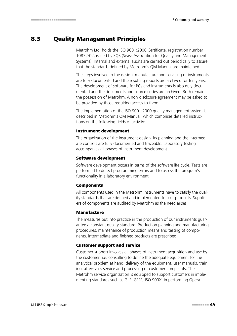 3 quality management principles, Quality management principles | Metrohm 814 USB Sample Processor User Manual | Page 53 / 90