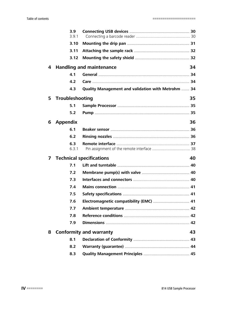 Metrohm 814 USB Sample Processor User Manual | Page 6 / 90