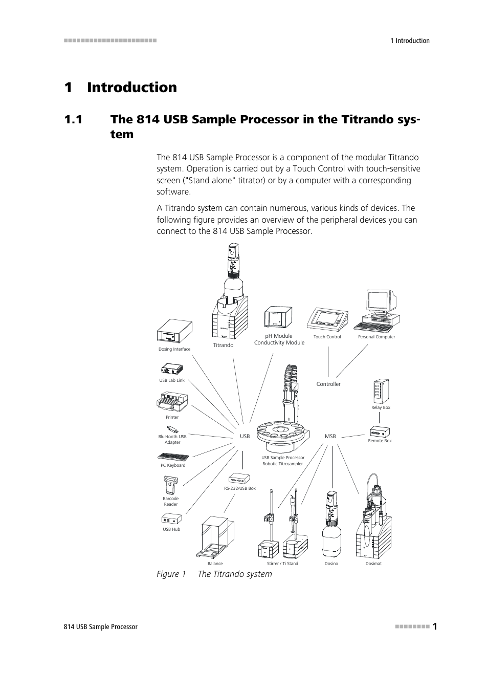1 introduction, Figure 1, The titrando system | Figure 1 the titrando system | Metrohm 814 USB Sample Processor User Manual | Page 9 / 90