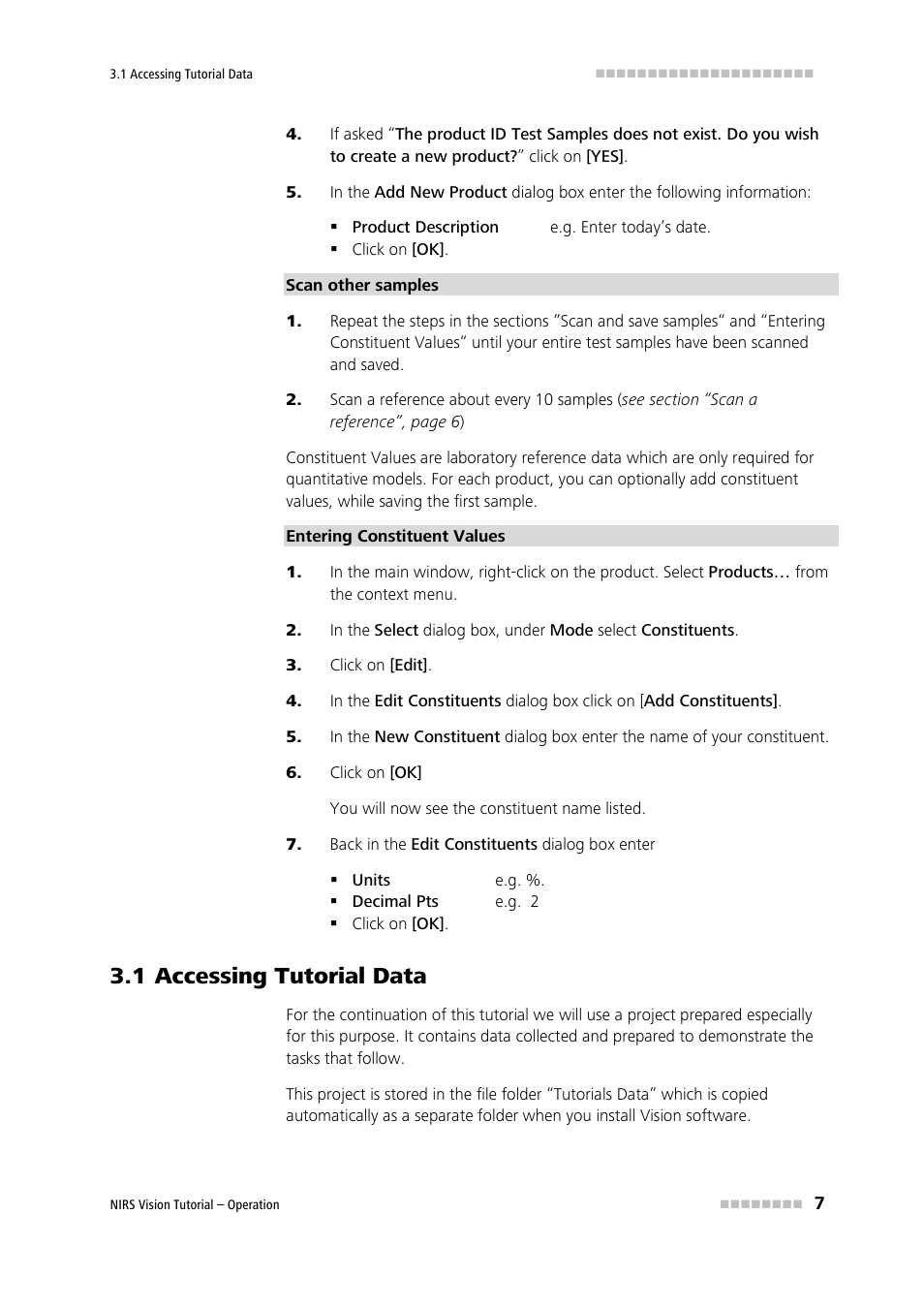 Click on [edit, Click on [ok, Back in the edit constituents dialog box enter | 1 accessing tutorial data, Accessing tutorial data | Metrohm Vision – Tutorial User Manual | Page 14 / 40