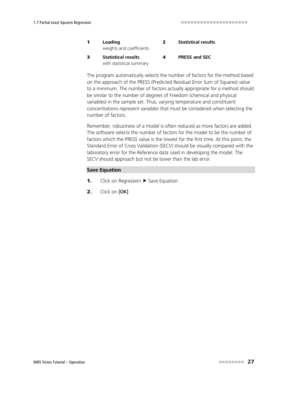 Click on regression ( save equation, Click on [ok | Metrohm Vision – Tutorial User Manual | Page 34 / 40
