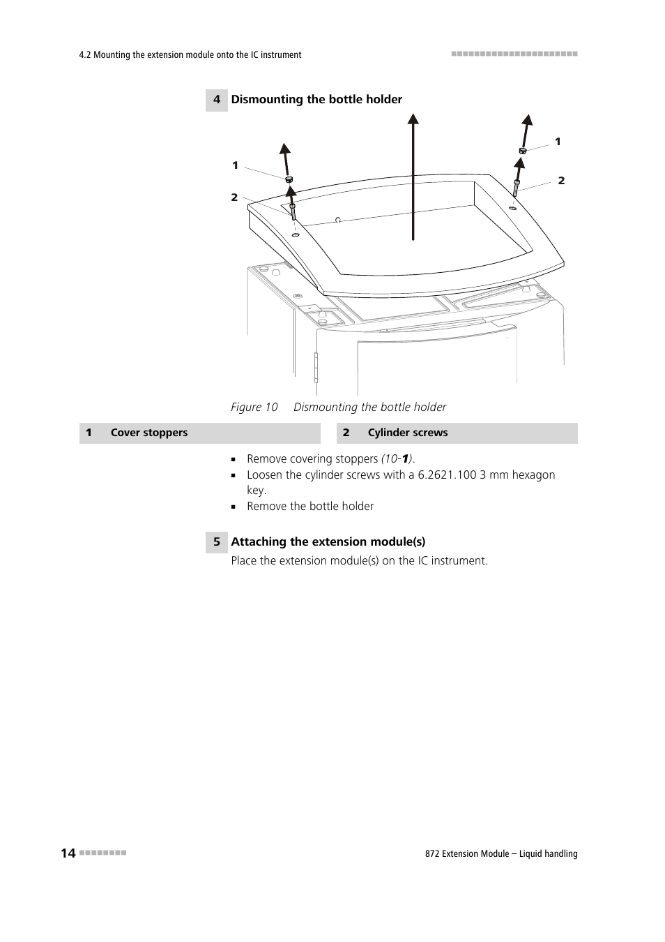 Figure 10, Dismounting the bottle holder | Metrohm 872 Extension Module Liquid handling User Manual | Page 22 / 64
