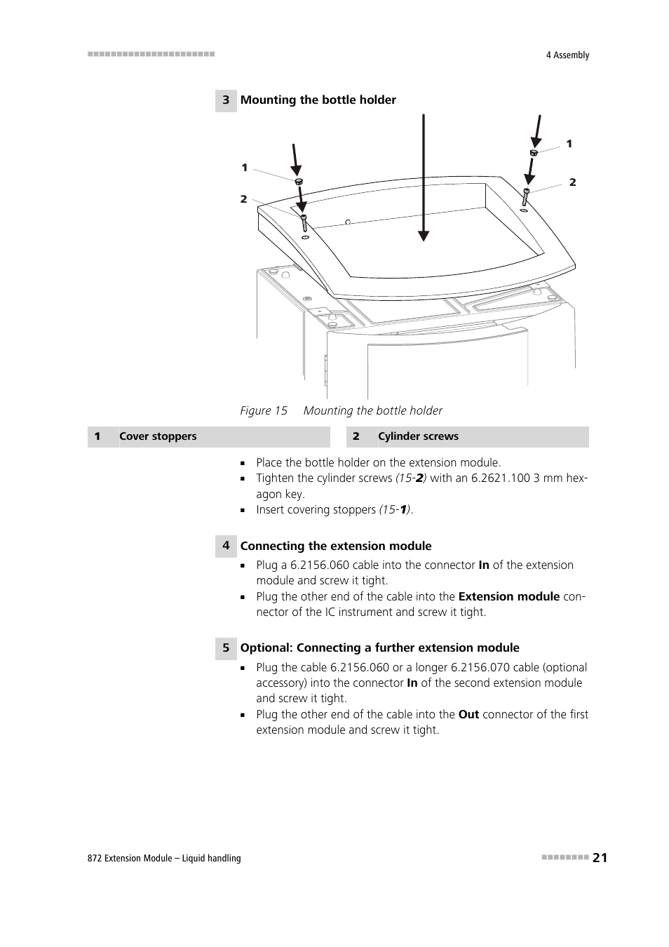 Figure 15, Mounting the bottle holder | Metrohm 872 Extension Module Liquid handling User Manual | Page 29 / 64
