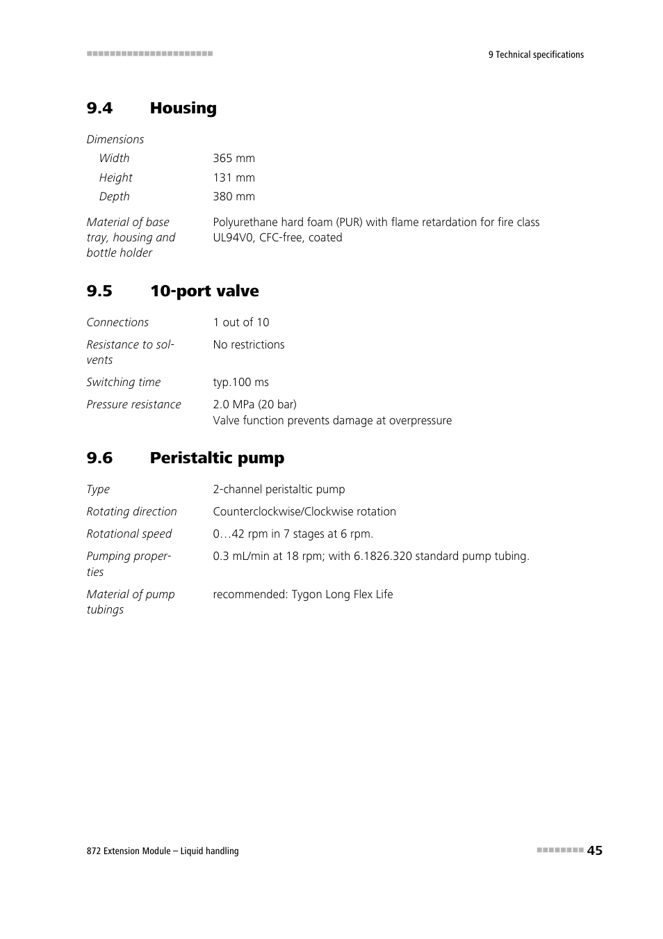 4 housing, 5 10-port valve, 6 peristaltic pump | Housing, Port valve, Peristaltic pump | Metrohm 872 Extension Module Liquid handling User Manual | Page 53 / 64