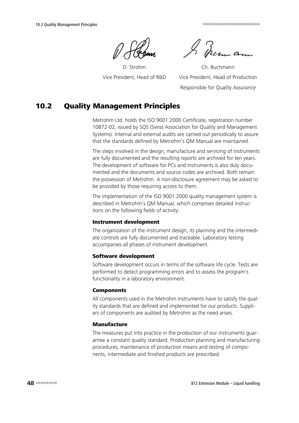 2 quality management principles | Metrohm 872 Extension Module Liquid handling User Manual | Page 56 / 64