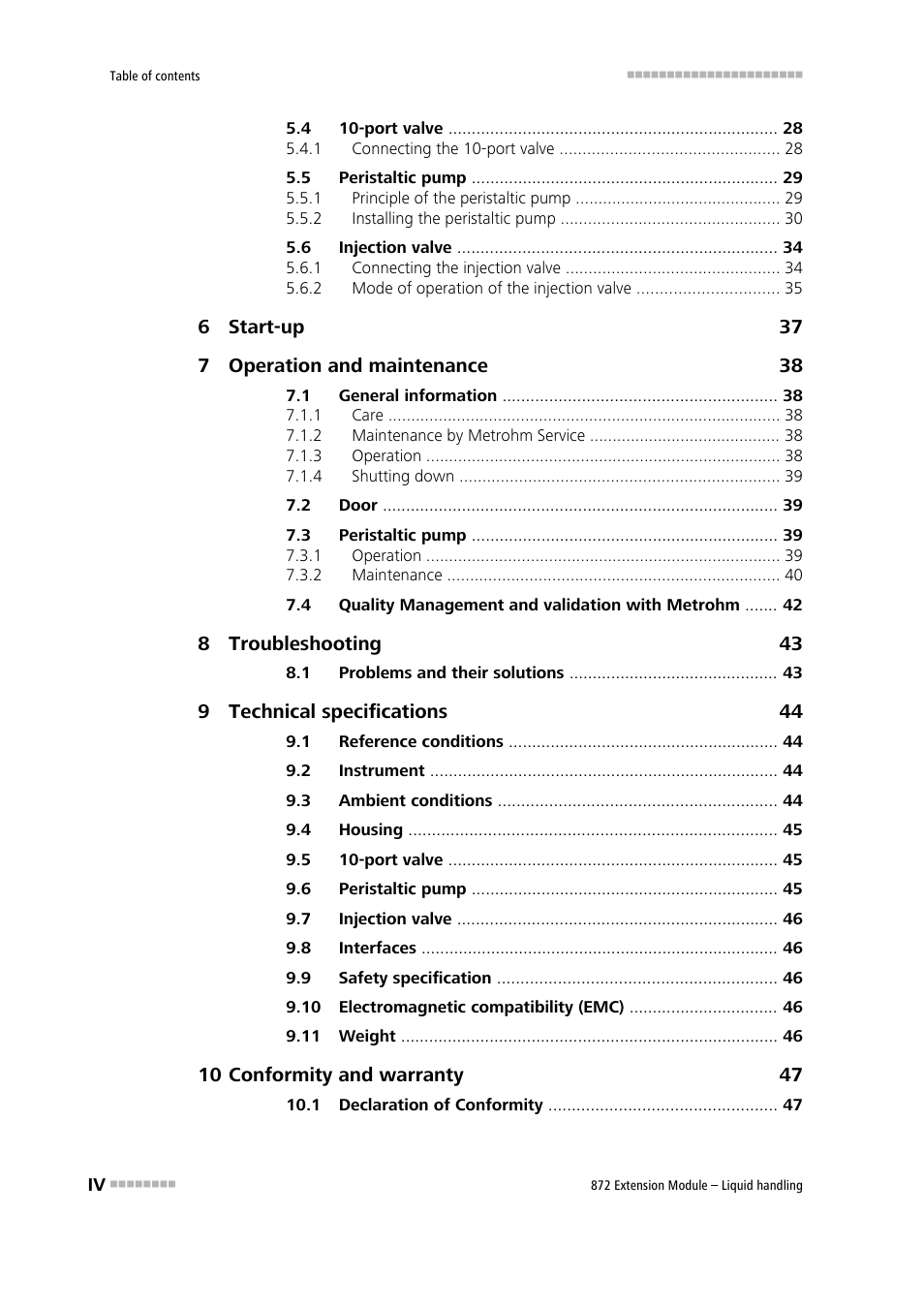 Metrohm 872 Extension Module Liquid handling User Manual | Page 6 / 64