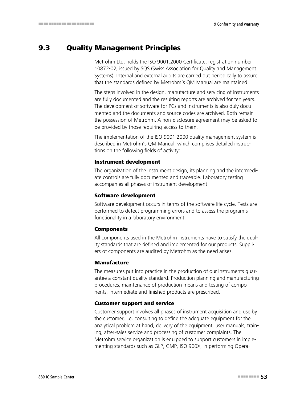 3 quality management principles, Quality management principles | Metrohm 889 IC Sample Center User Manual | Page 61 / 68