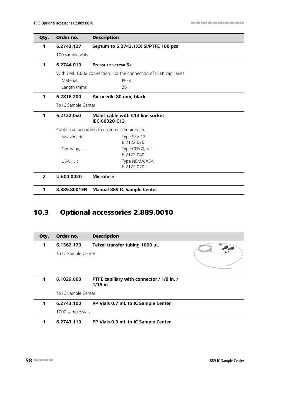 3 optional accessories 2.889.0010 | Metrohm 889 IC Sample Center User Manual | Page 66 / 68