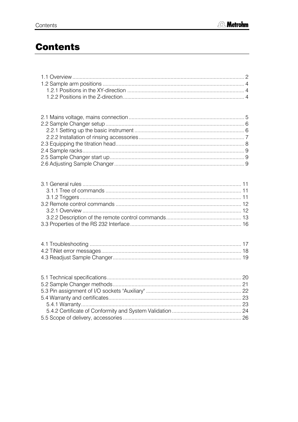 Metrohm 748 DH Sample Changer User Manual | Page 2 / 32