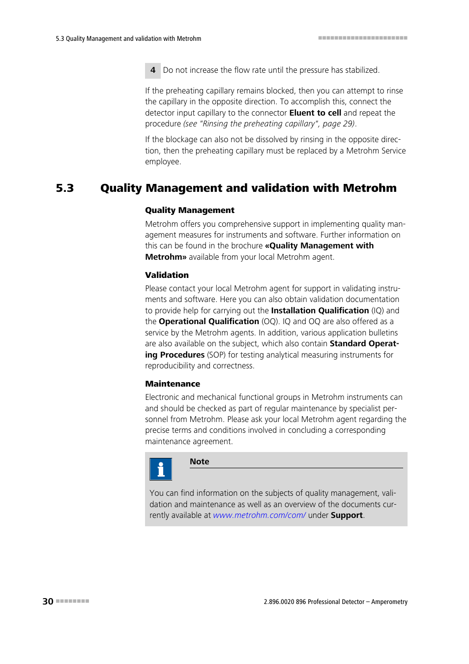 3 quality management and validation with metrohm, Quality management and validation with metrohm | Metrohm 896 Professional Detector – Amperometry User Manual | Page 38 / 62