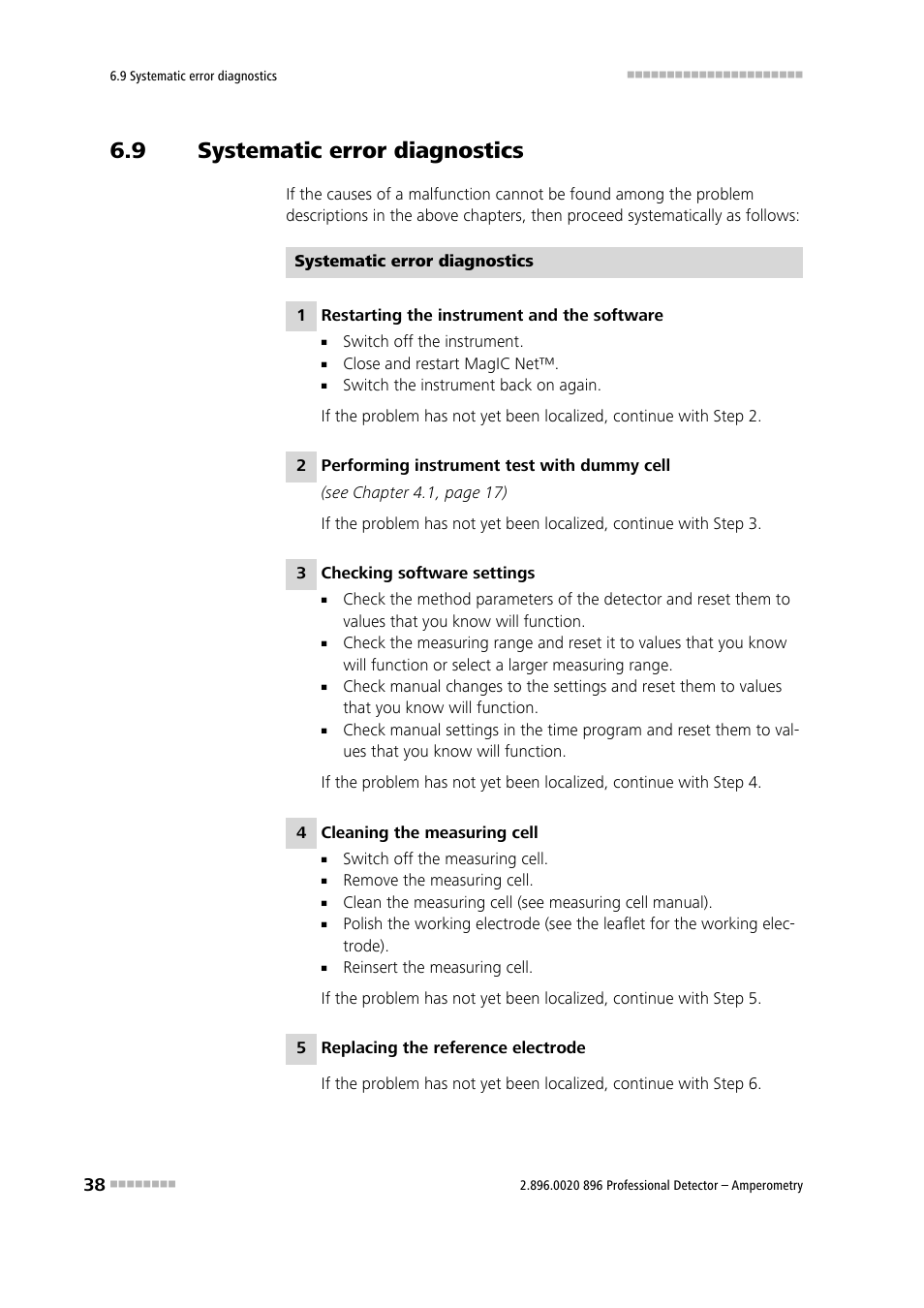 2 systematic error diagnostics, Systematic error diagnostics, 9 systematic error diagnostics | Metrohm 896 Professional Detector – Amperometry User Manual | Page 46 / 62