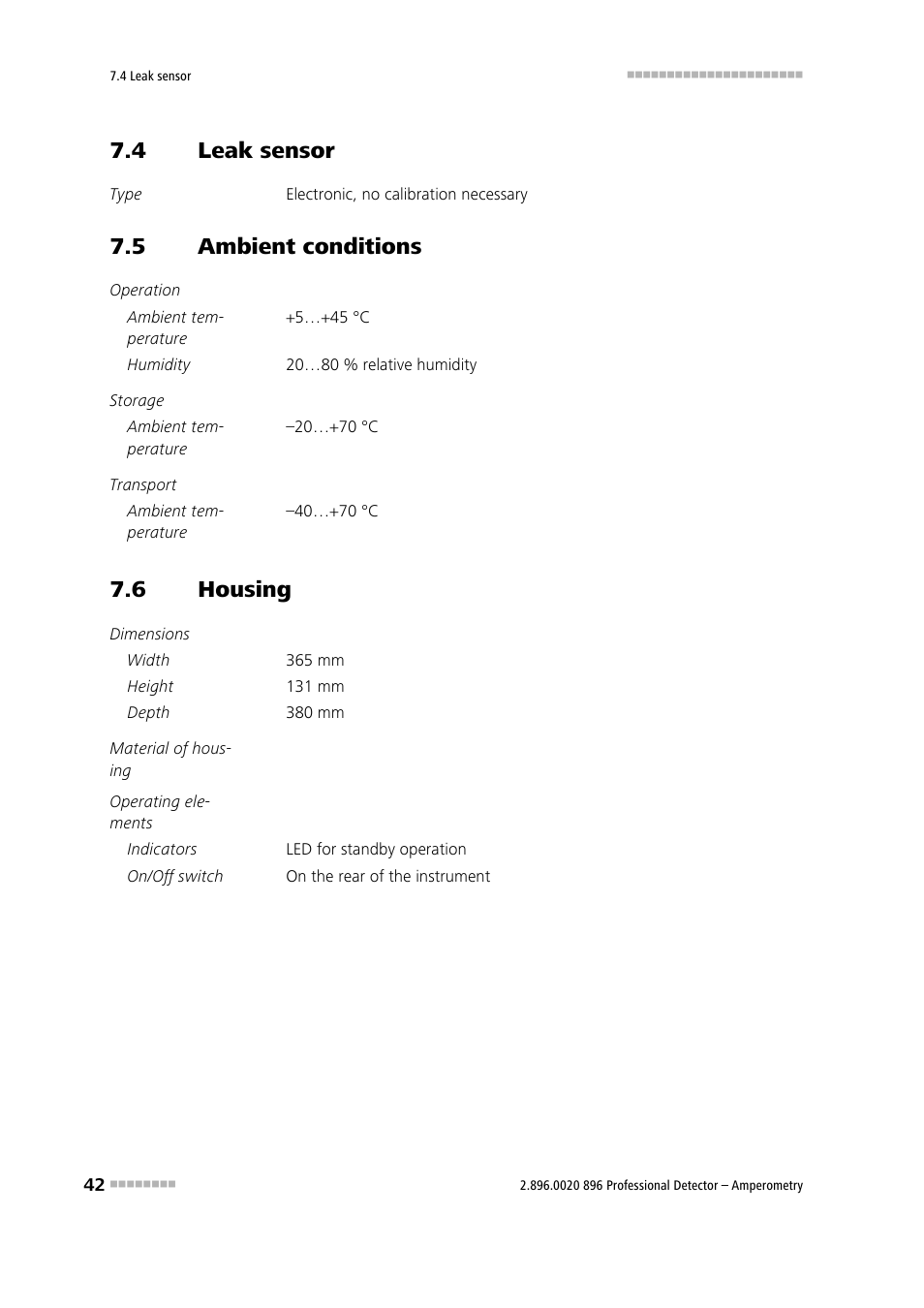 4 leak sensor, 5 ambient conditions, 6 housing | Leak sensor, Ambient conditions, Housing | Metrohm 896 Professional Detector – Amperometry User Manual | Page 50 / 62