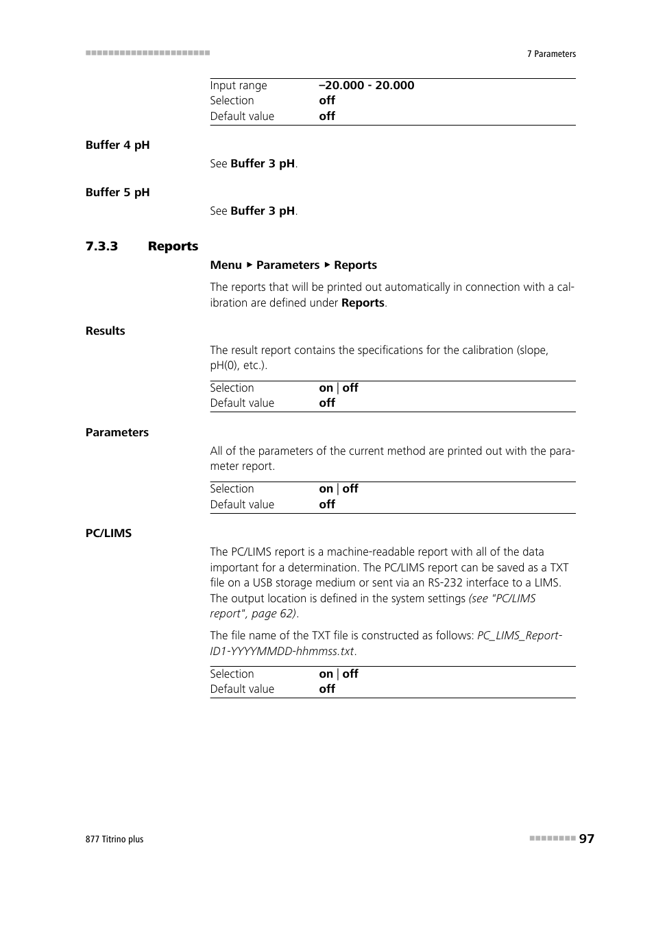 3 reports, Reports | Metrohm 877 Titrino plus User Manual | Page 107 / 139