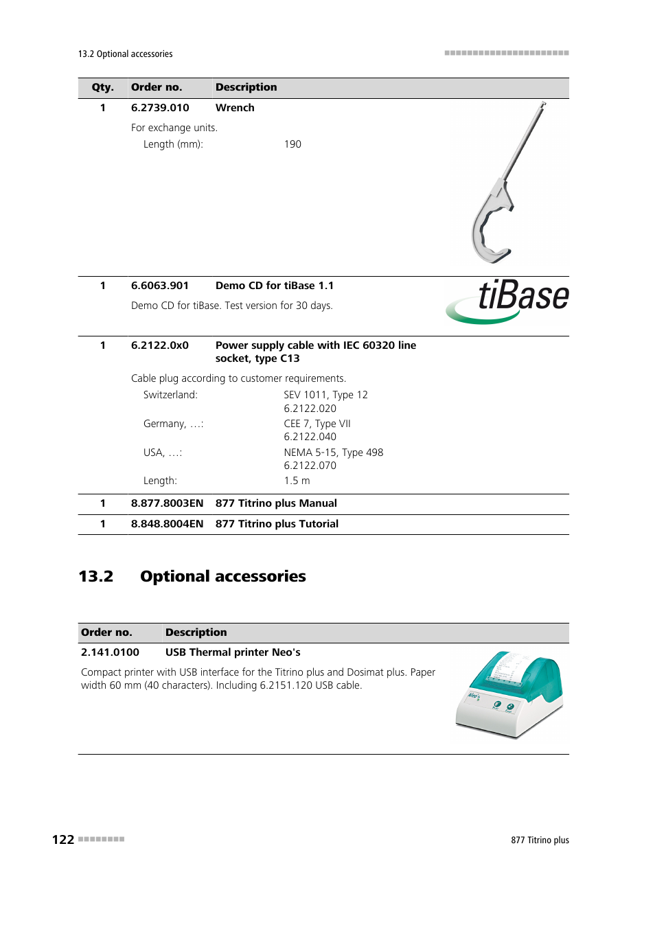 2 optional accessories | Metrohm 877 Titrino plus User Manual | Page 132 / 139