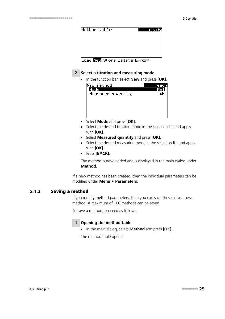 2 saving a method, Saving a method | Metrohm 877 Titrino plus User Manual | Page 35 / 139