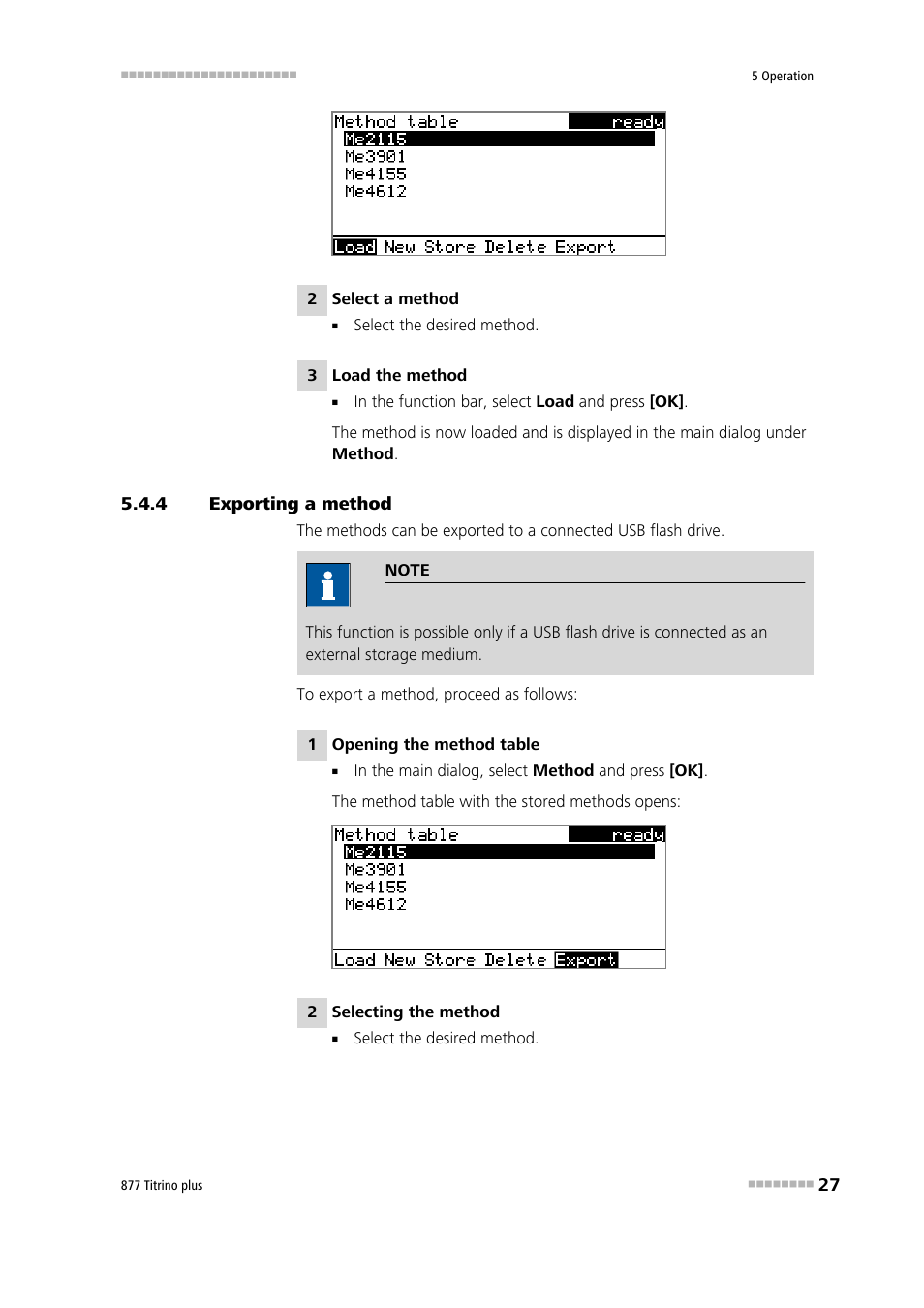 4 exporting a method, Exporting a method | Metrohm 877 Titrino plus User Manual | Page 37 / 139