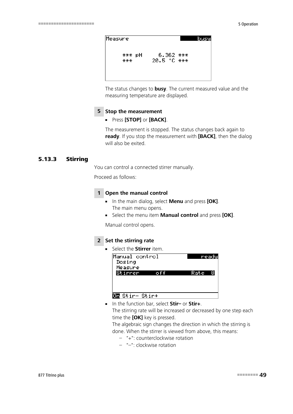 3 stirring, Stirring | Metrohm 877 Titrino plus User Manual | Page 59 / 139