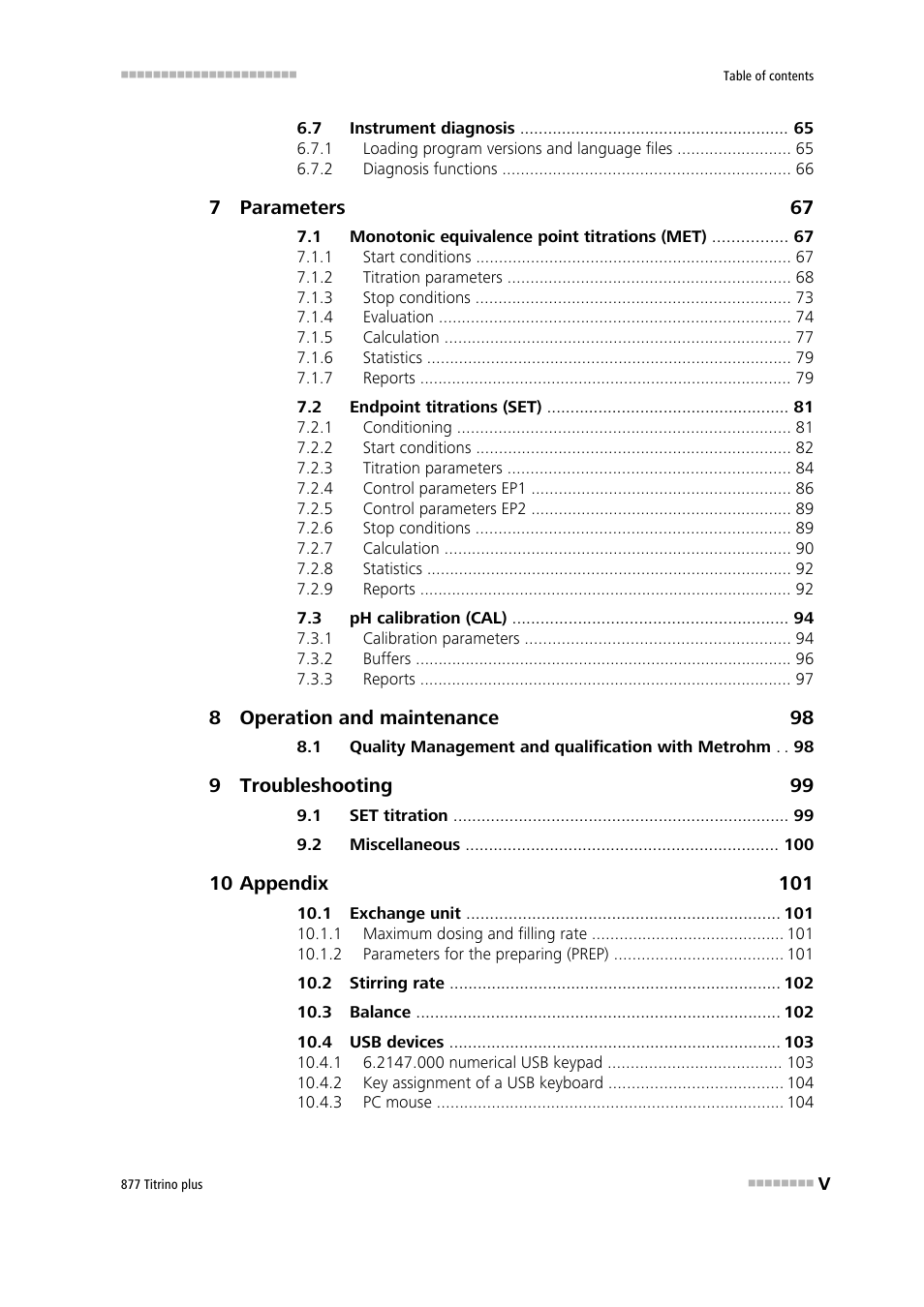 Metrohm 877 Titrino plus User Manual | Page 7 / 139