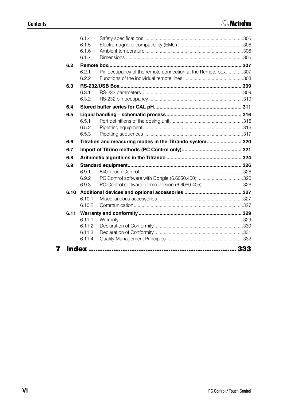 Index | Metrohm 840 PC Control 5.0 / Touch Control User Manual | Page 10 / 351