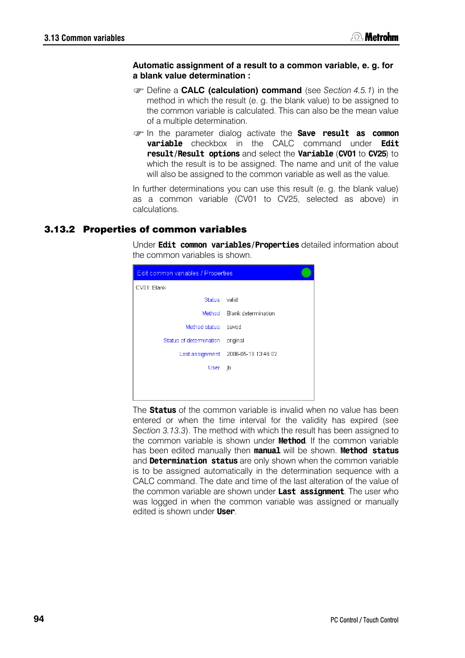 2 properties of common variables | Metrohm 840 PC Control 5.0 / Touch Control User Manual | Page 106 / 351