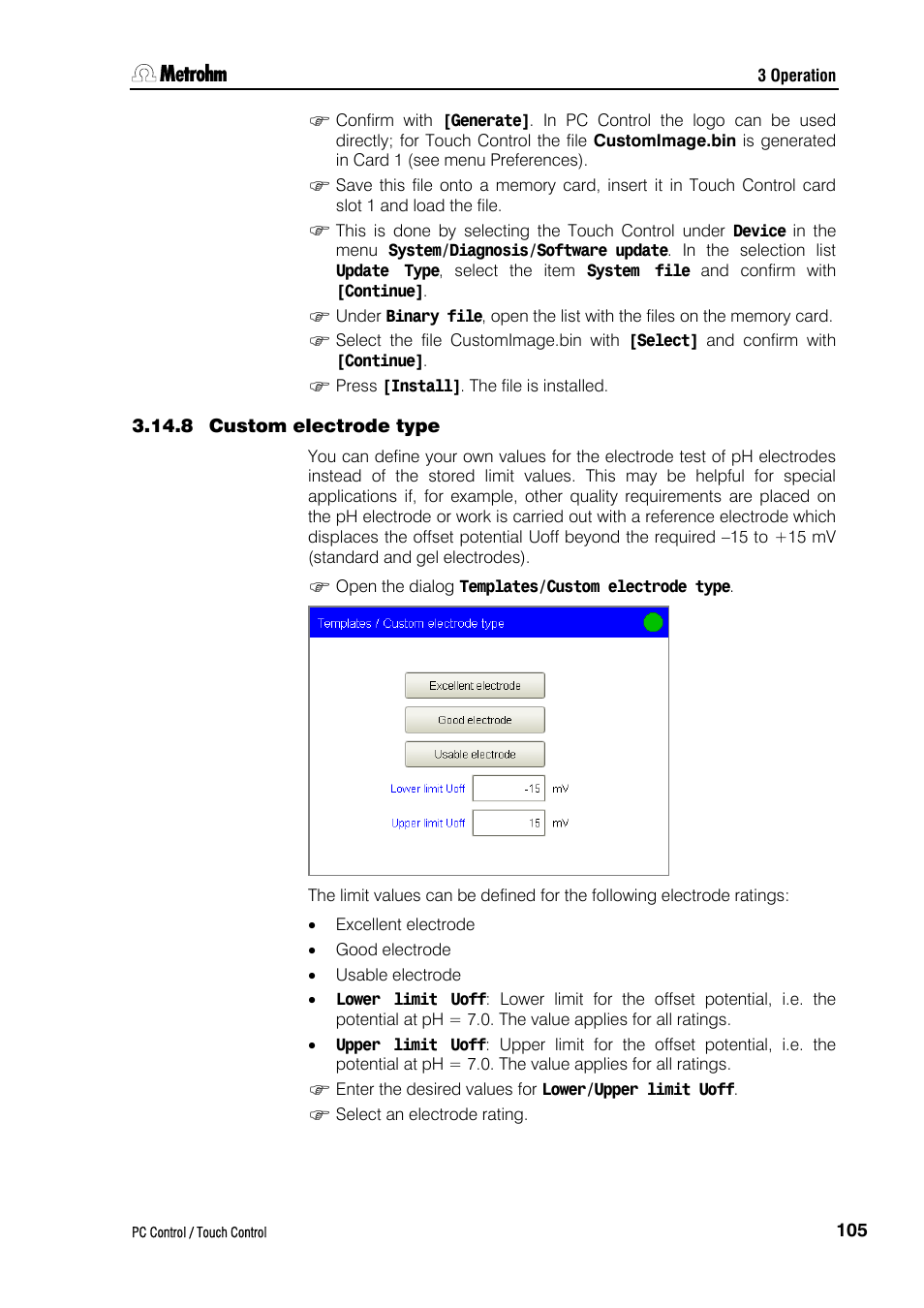 8 custom electrode type | Metrohm 840 PC Control 5.0 / Touch Control User Manual | Page 117 / 351
