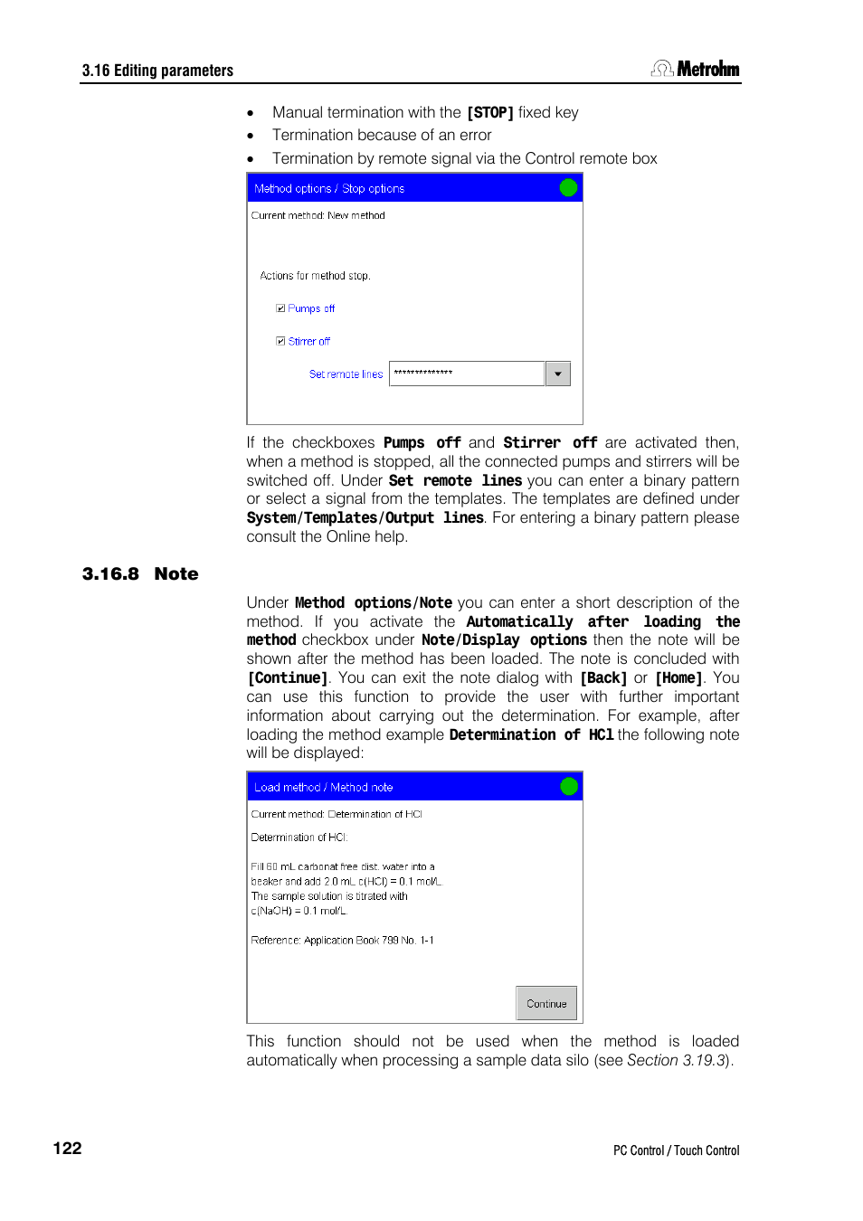 8 note | Metrohm 840 PC Control 5.0 / Touch Control User Manual | Page 134 / 351