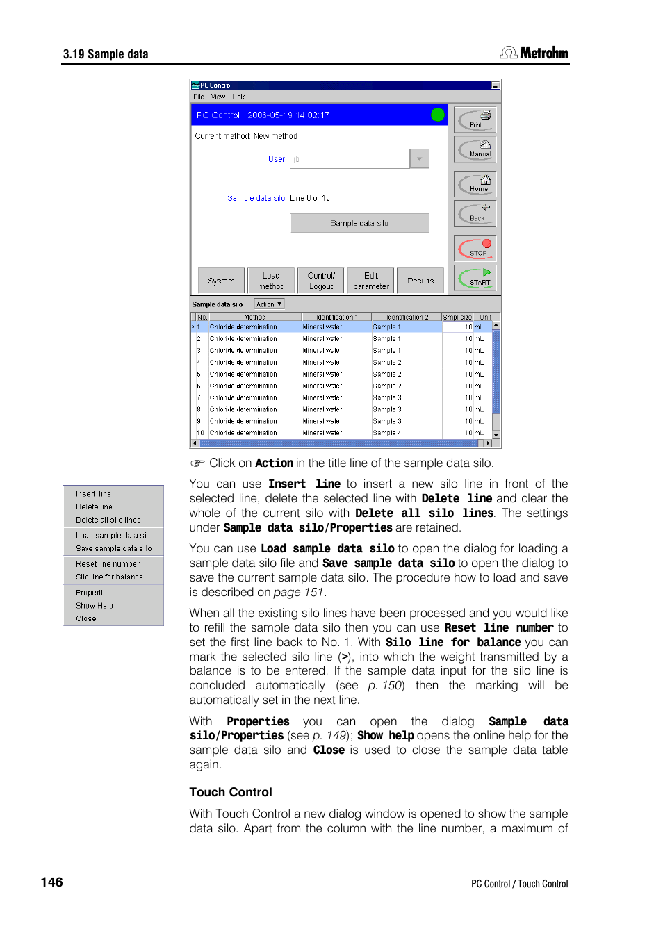 Touch control | Metrohm 840 PC Control 5.0 / Touch Control User Manual | Page 158 / 351