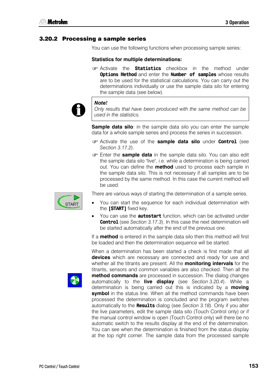 2 processing a sample series, Statistics for multiple determinations | Metrohm 840 PC Control 5.0 / Touch Control User Manual | Page 165 / 351