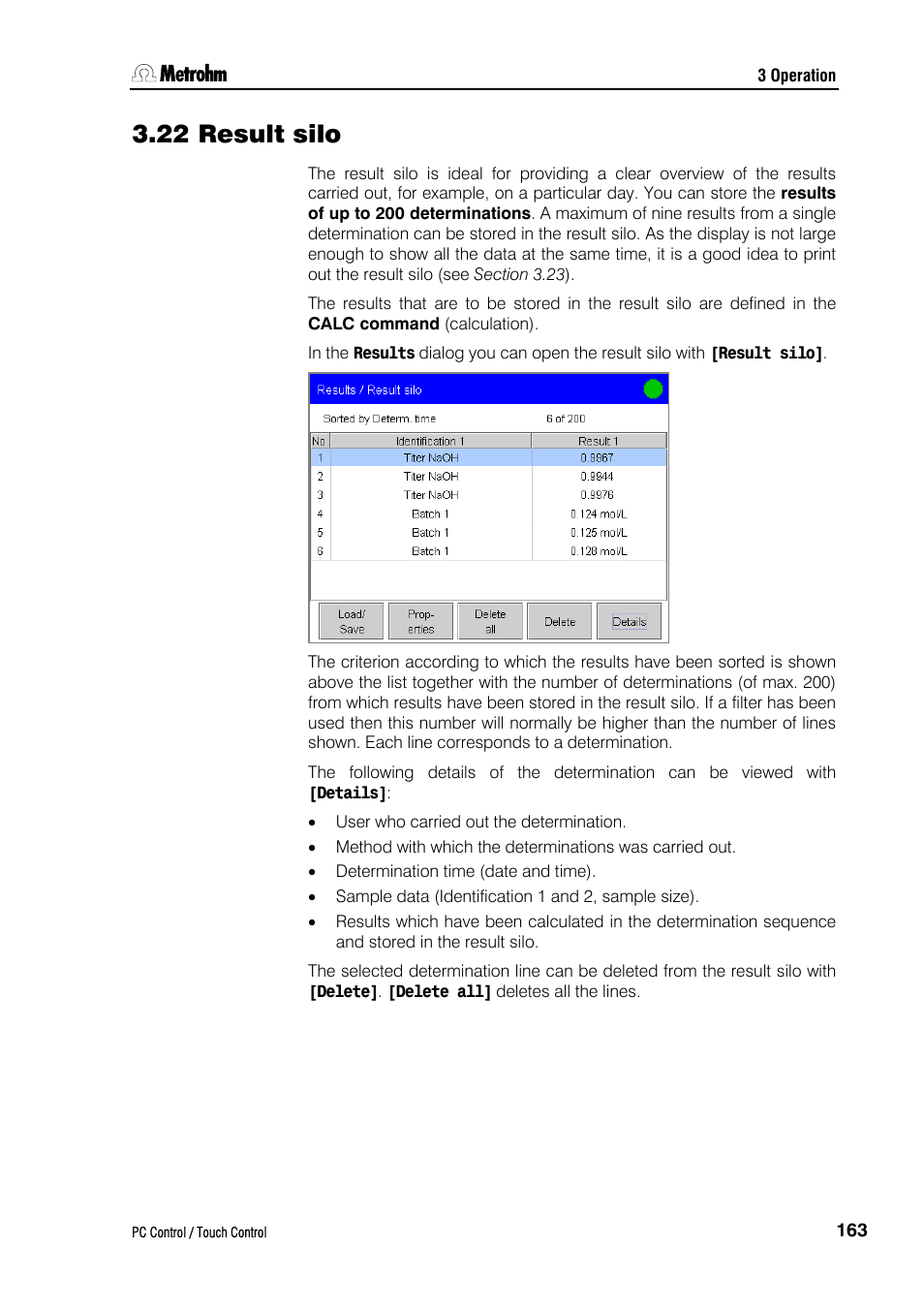 22 result silo | Metrohm 840 PC Control 5.0 / Touch Control User Manual | Page 175 / 351