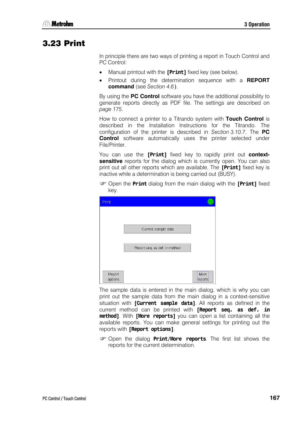 23 print, Ction 3.23 | Metrohm 840 PC Control 5.0 / Touch Control User Manual | Page 179 / 351