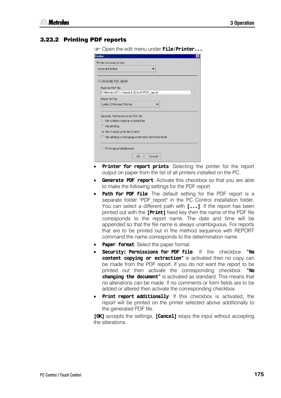 2 printing pdf reports | Metrohm 840 PC Control 5.0 / Touch Control User Manual | Page 187 / 351