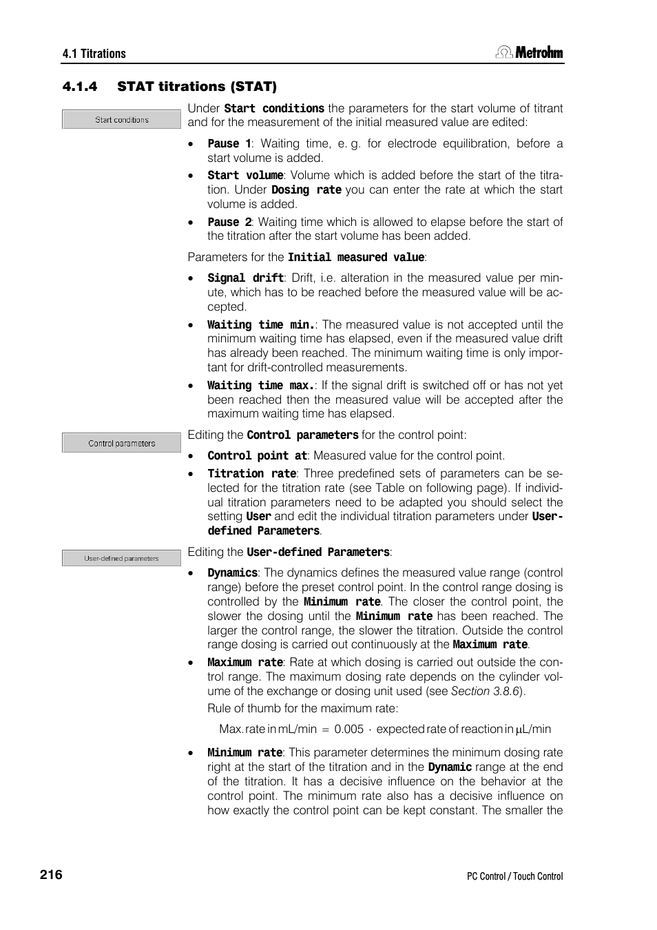 4 stat titrations (stat) | Metrohm 840 PC Control 5.0 / Touch Control User Manual | Page 228 / 351