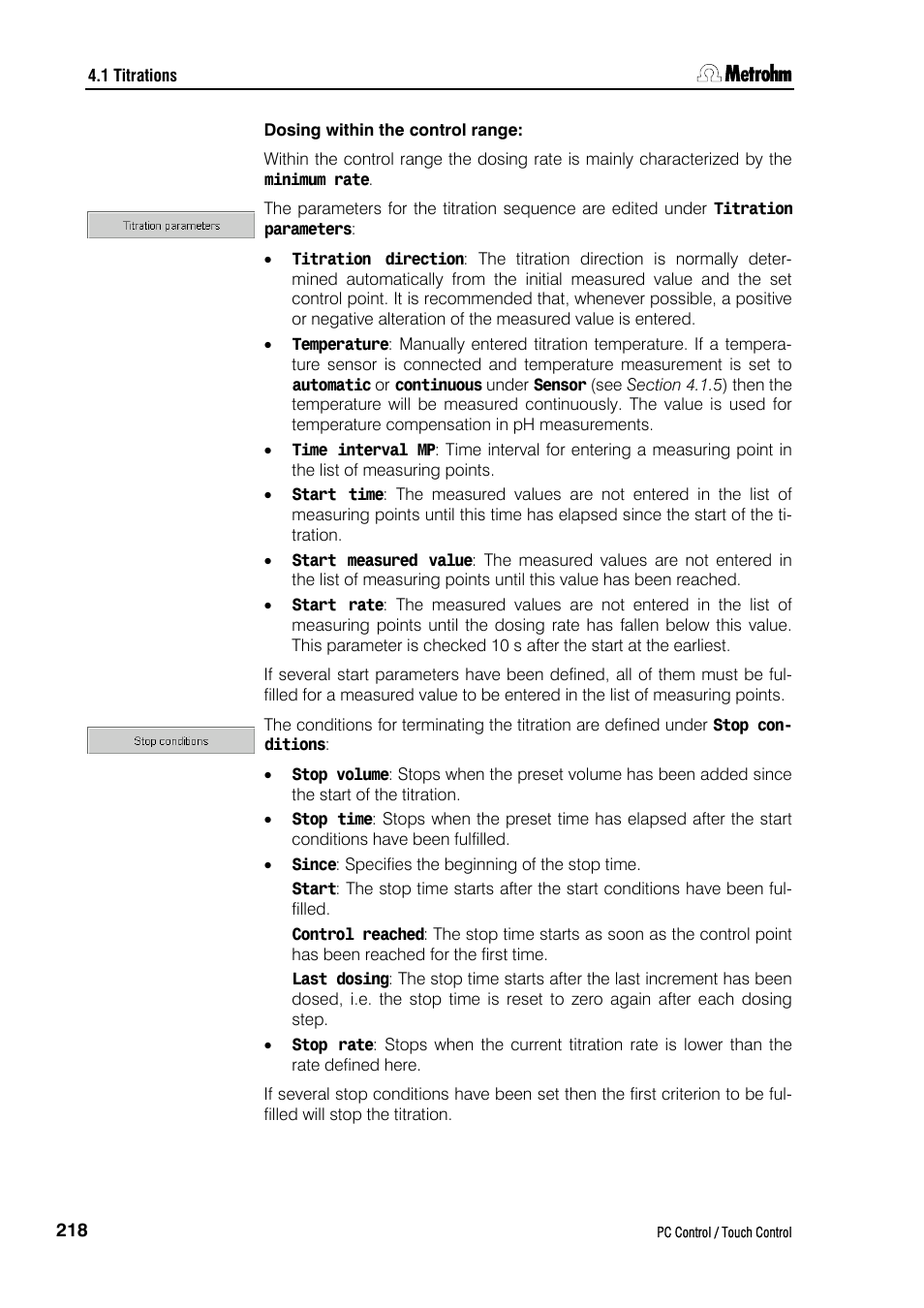 Dosing within the control range | Metrohm 840 PC Control 5.0 / Touch Control User Manual | Page 230 / 351