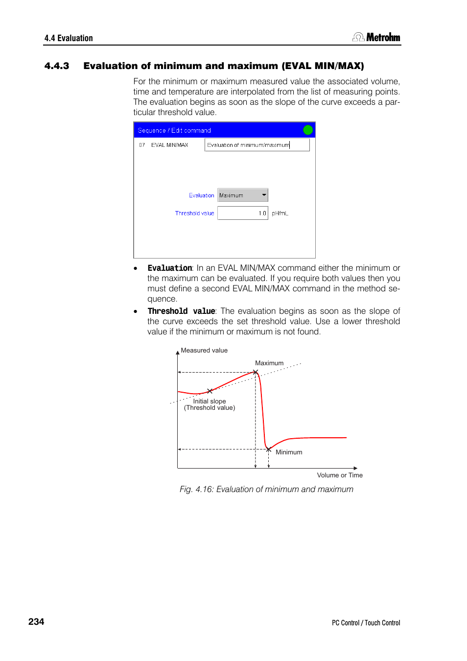 3 evaluation of minimum and maximum (eval min/max) | Metrohm 840 PC Control 5.0 / Touch Control User Manual | Page 246 / 351